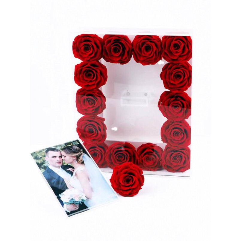 Acrylic Box Simple Romantic Chinese Festive Eternal Flower Transparent Strong Photo Frame H260306
