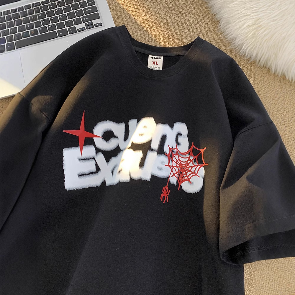 Designer Short Sleeves Anti-wrinkle Letter Short Sleeve T-shirt For Men Summer American Style Trendy Versatile Top Youth Heavyweight Half Sleeve Cloth