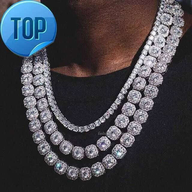 Hip Hop Custom Sterling Sier Moissanite Mens Cz Dia Iced Out Tennis Chain Necklace Jewelry