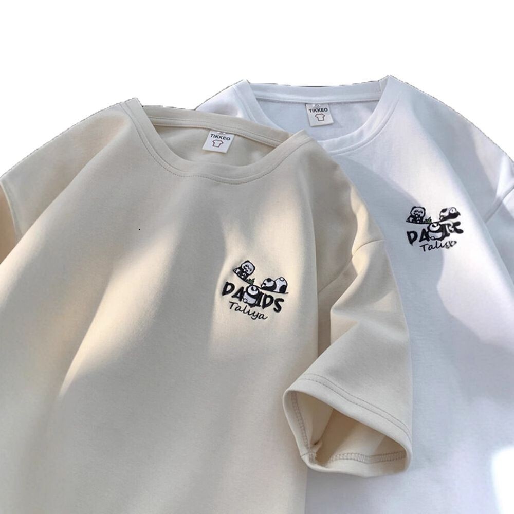 Suede Printed Short Designer Short Sleeves Sleeve T-shirt For Men Summer Trendy Loose Fit Youth Heavyweight Crew Neck Pullover