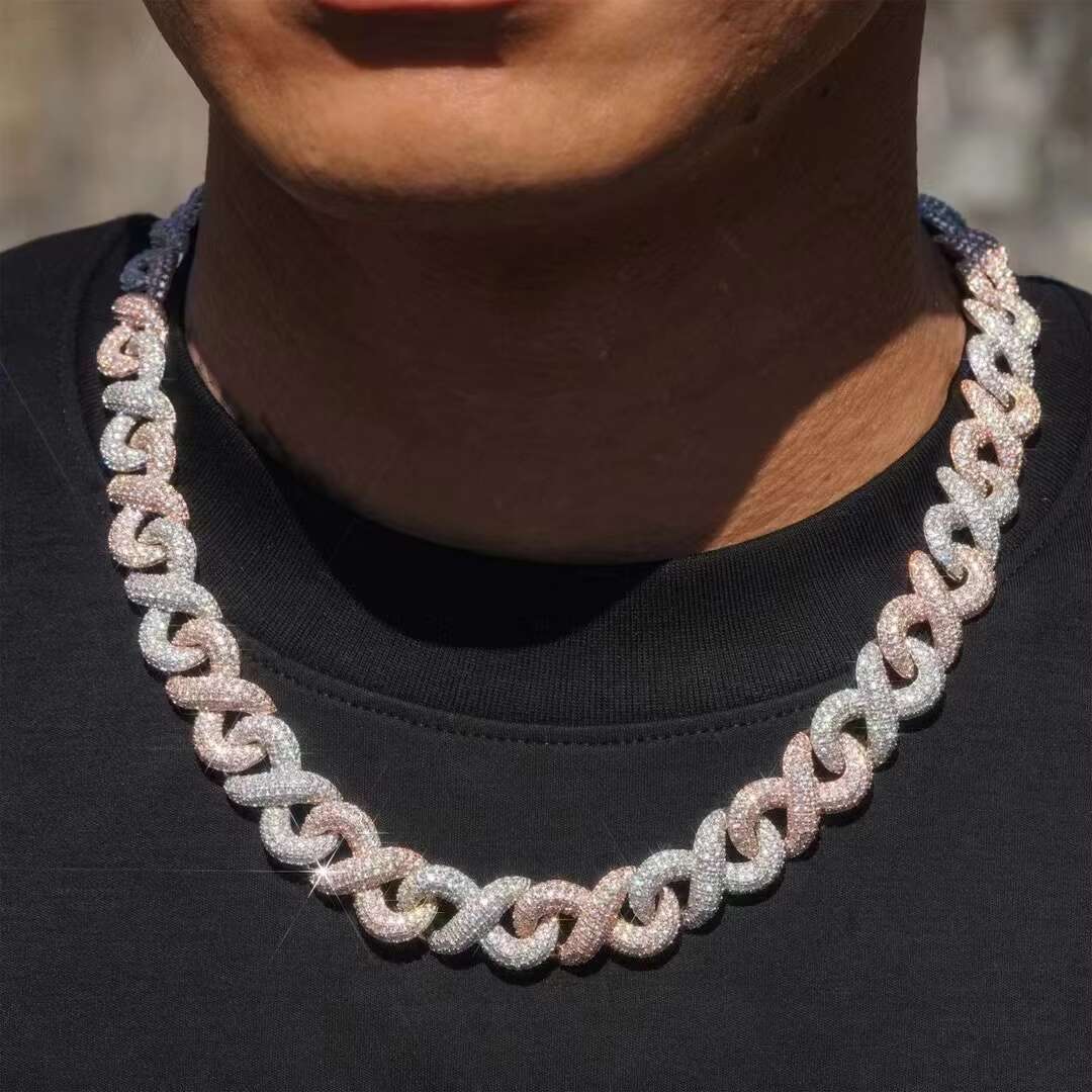 13MM Vintage New Type Cuban Style Necklace Fascinating Price Gold Plated Copper Zircon Moissanite Link Chain Retro Vintage Style