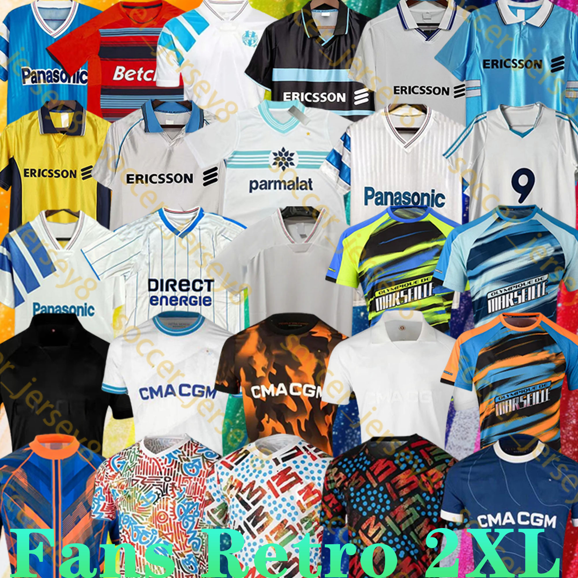 retro Maillot de foot marseilL e soccer jerseys PAPIN BALR 1990 91 92 93 98 99 DROGBA DESCHAMPS PIRES 2000 03 04 11 12 Classic vintage uniforms Football Shirts BOLI PAYET