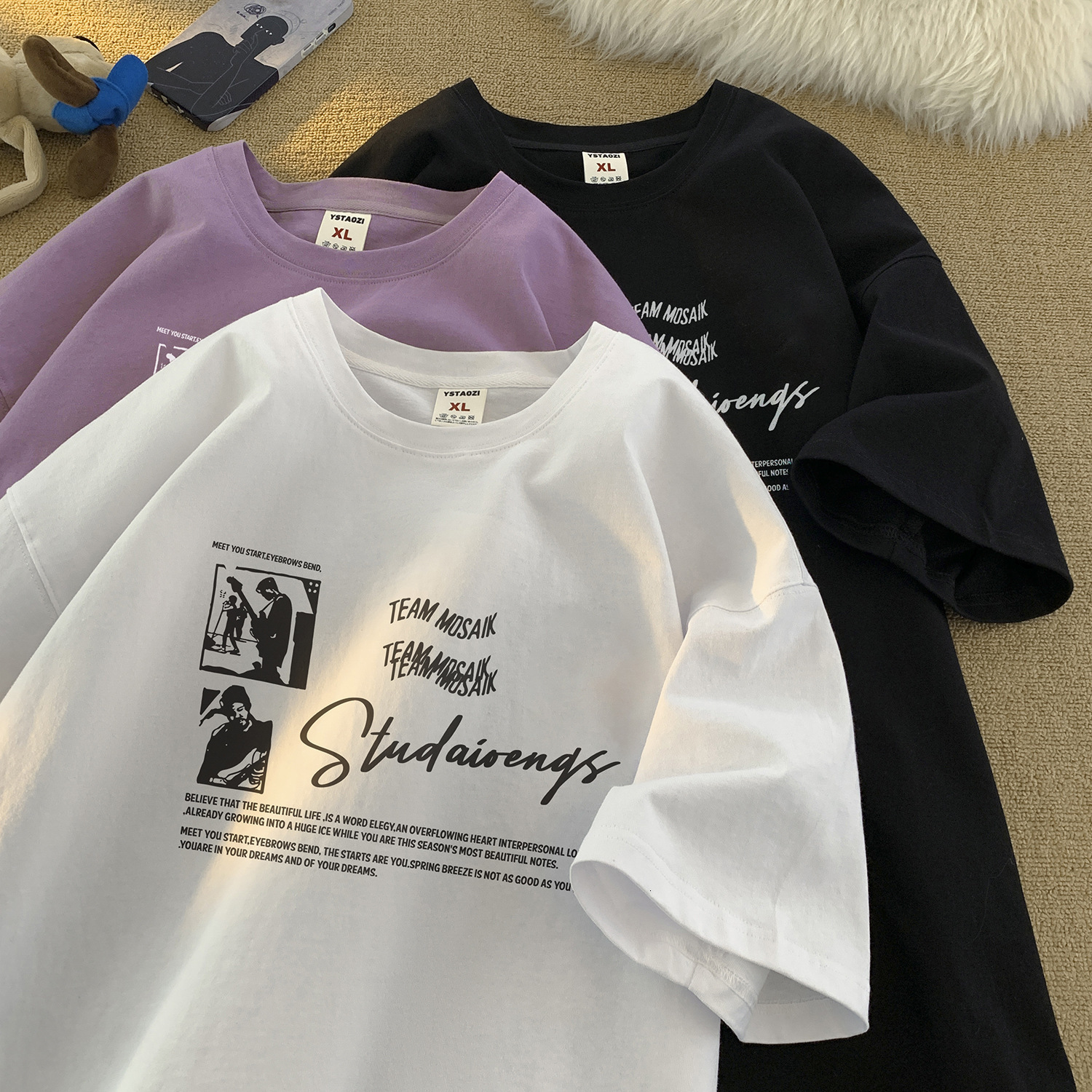 American Retro Pure Cotton Short Sleeve T-shirt For Designer Short Sleeves Men Summer Trendy Brand Cool Heavyweight Half Sleeve Tee Loose Plus Size To