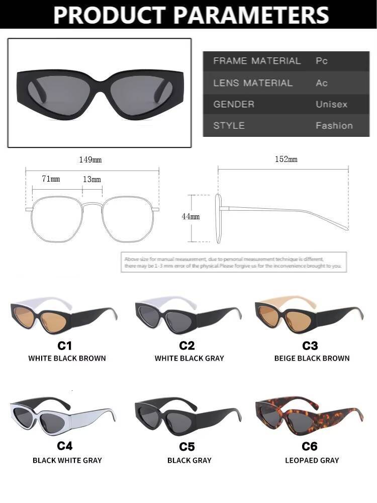 heevoo Punk Cat Eye Sunglasses for Women Brand Designer Edgy Square Frame Plastic 2025 New Fashion Retro Vintage Accessories ddmythur