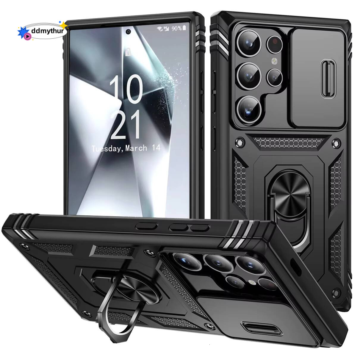 For Samsung Galaxy S24/S24+/S24 Ultra 5G Phone Case Hybrid Ring Kickstand Card Slot Camera Protection Hard Shockproof Cover ddmythur