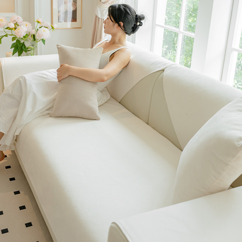 Minimalist Nordic Style Chenille Cushion All-Season Breathable Seat Fabric Non-Slip Slipcover Combination Sofa Cover