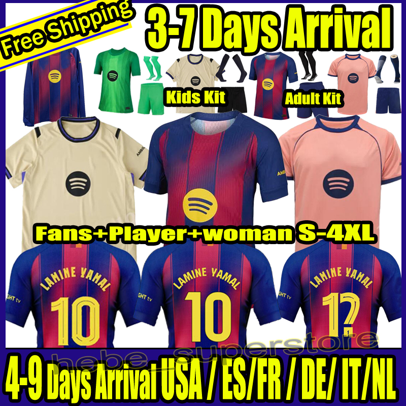 S-4XL 24 25 26 LAMINE YAMALS Home Blue red Away Black Third Camisetas de football soccer jerseys football shirt men kit kids and Retro ...