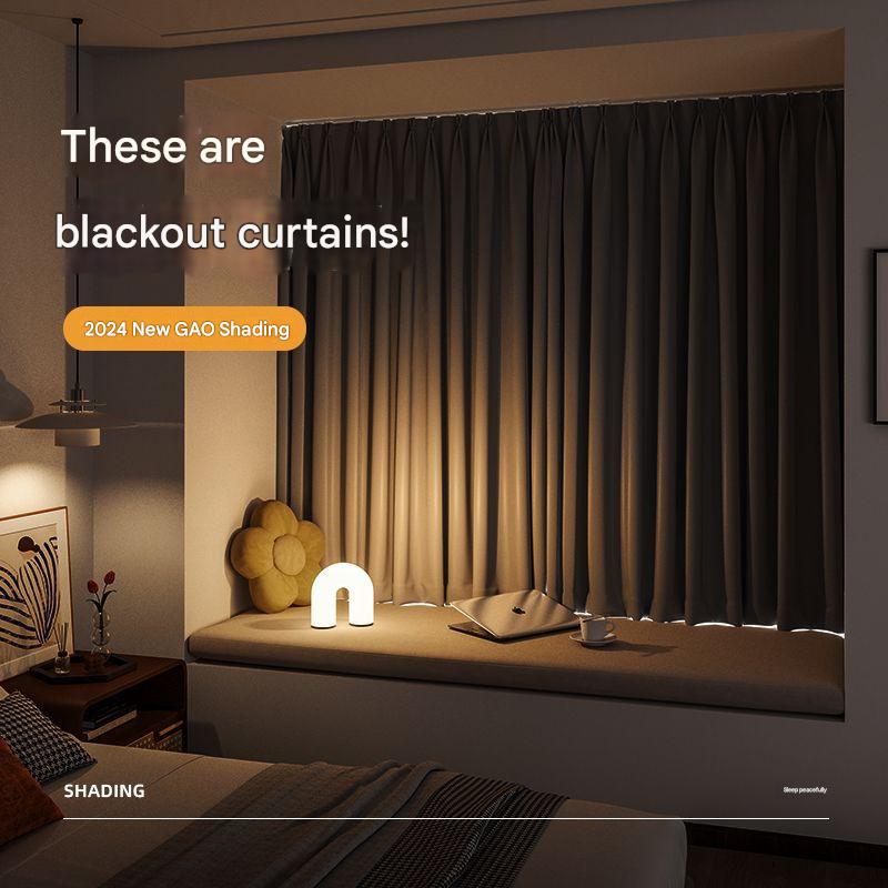 YL-35036 finished curtain blackout bedroom living room balcony sun protection heat insulation gray simple hook type high precision curtain wholesale