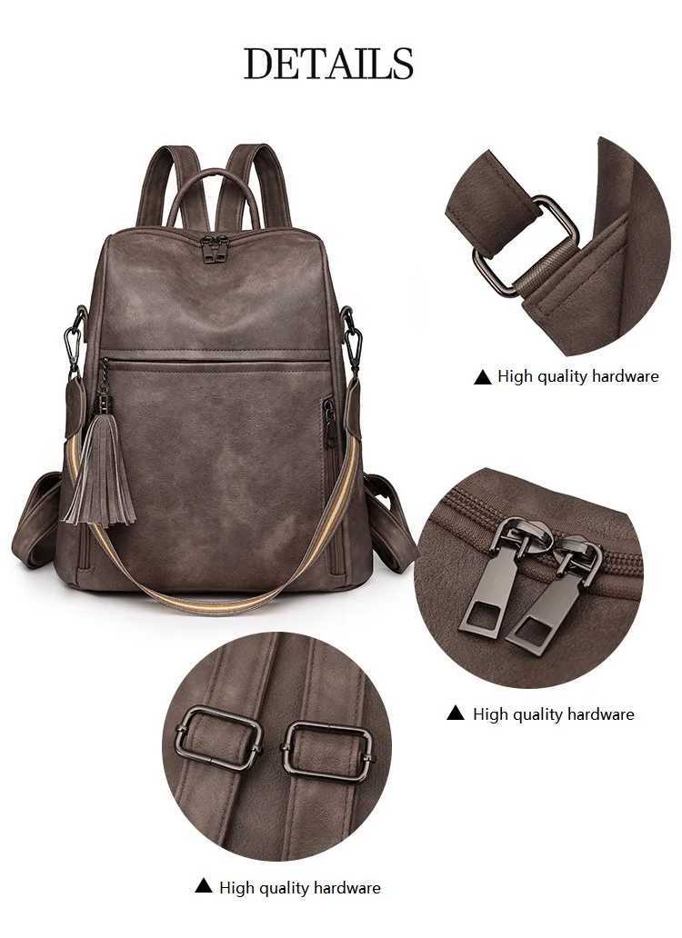 Leather Backpack Purse For Women Designer Travel Backpack Purses PU Fashion Ladies Shoulder Bag With Tassel Z250702