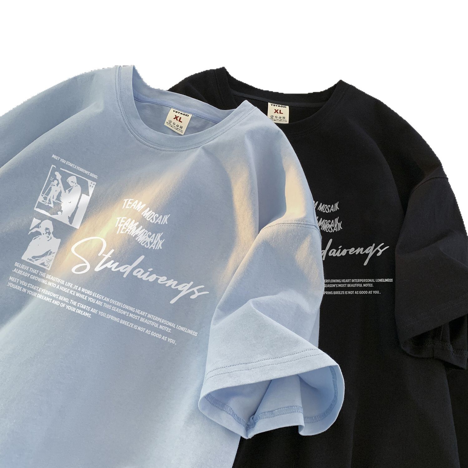 American Retro Pure Cotton Short Sleeve T-shirt For Designer Short Sleeves Men Summer Trendy Brand Cool Heavyweight Half Sleeve Tee Loose Plus Size To