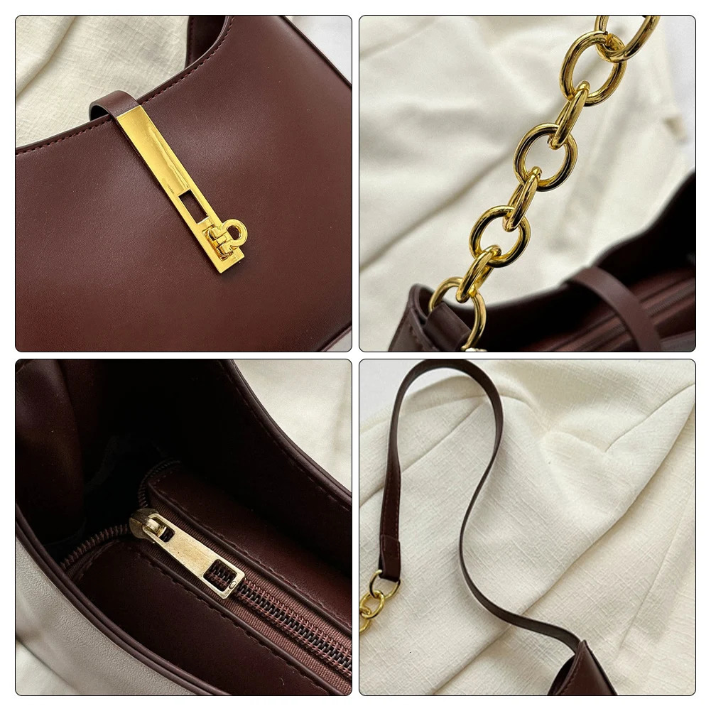 PU Leather Solid Color Handbag for Women Trendy Zipper Shoulder Bag Versatile Underarm Bag for Casual 250627