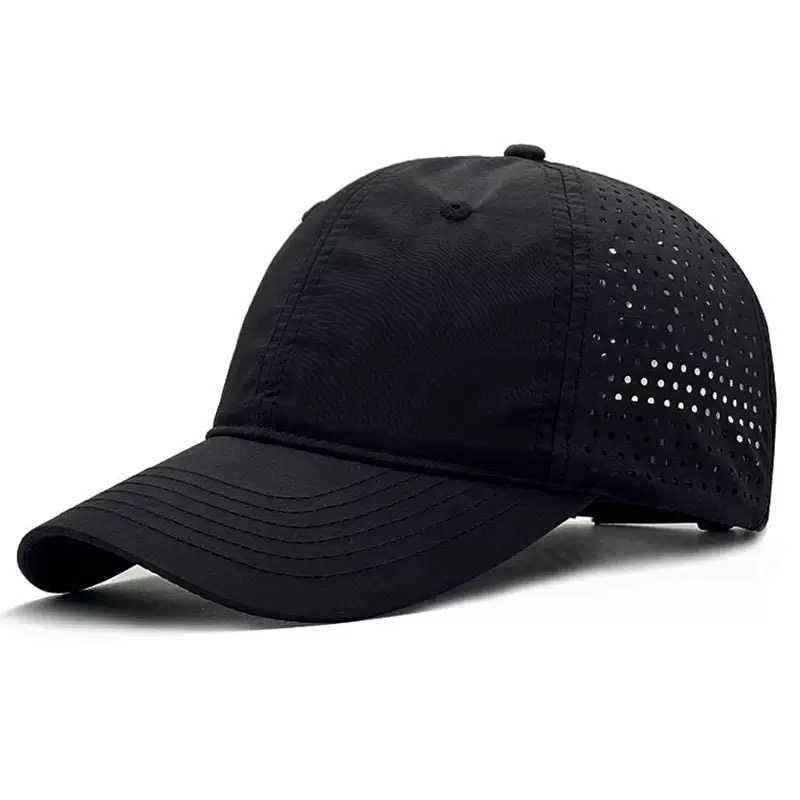 Quick-drying laser perforated soft top outdoor sunshade baseball cap with brim