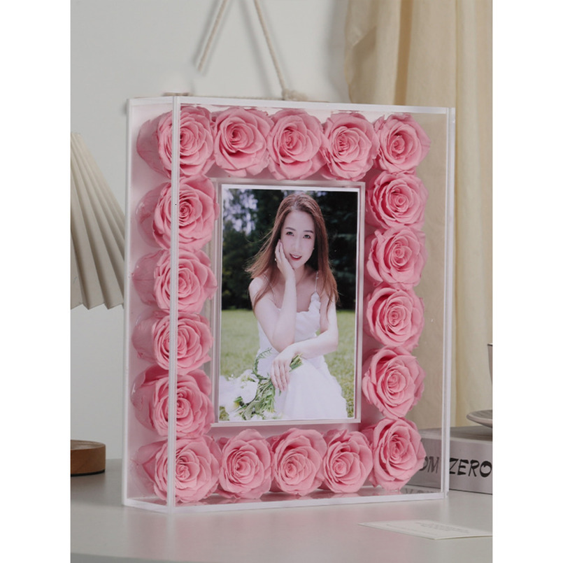 Acrylic Box Simple Romantic Chinese Festive Eternal Flower Transparent Strong Photo Frame H260306