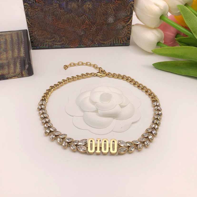 Designer necklace choker Women Luxury 18K Gold-Plating Letter Pendant Necklace designer Bracelet