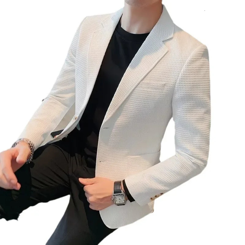 Casual Mens Blazer Jacket For Autumn Slimming Smooths Your Silhouette Fashionable Light Business Professional Clothes 250628