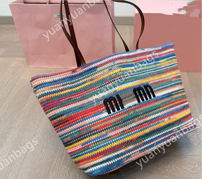 New 25ss Designer Rainbow Tote Bag Crochet Tote Bag new Crossbody Weave Hobo Beach Bag Summer School Handbag Shoulder Beach Travel fashion brand Handbags