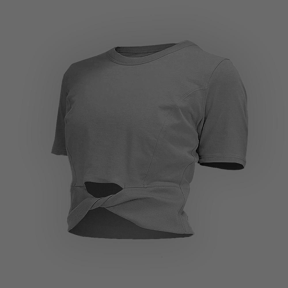 Summer New Camping Women's Cotton Ribbed T-Shirt Sleeve High Waist Short Quick-Dry Yoga Top Outdoor Sports