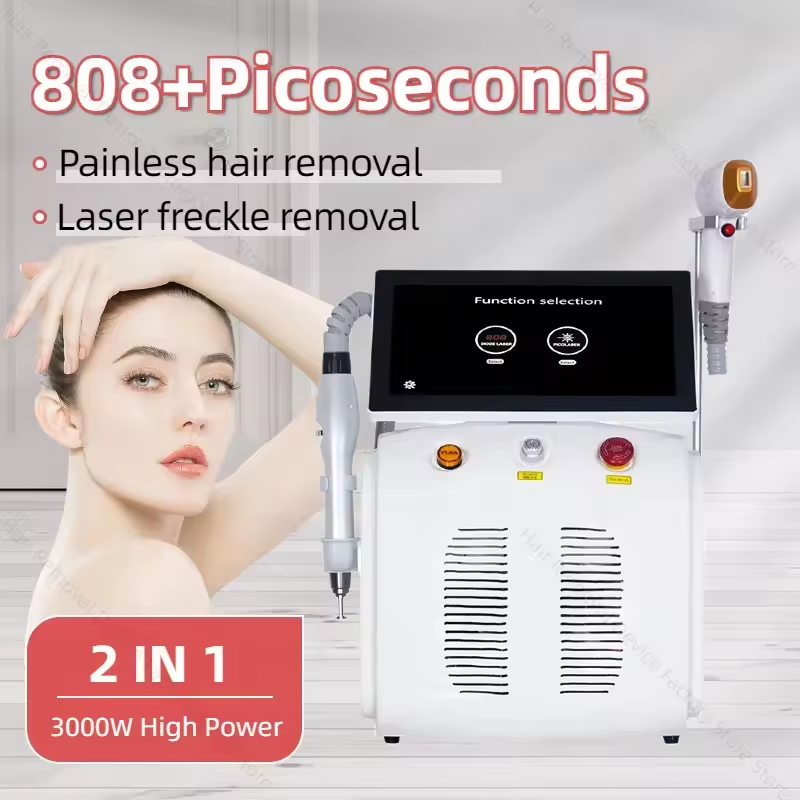 2 In 1 Professional Picosecond Laser 3 Wavelength Diode Laser Hair Removal 755 808 1064NM Tattoo Removal Pigment Removal