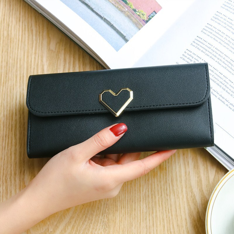 Designer Wallet Luxury Bag 2025 New Plain Heart-shaped Wallet For Women Long Multi-card Slot Buckle Phone Women's Wallet Factory Wholesale