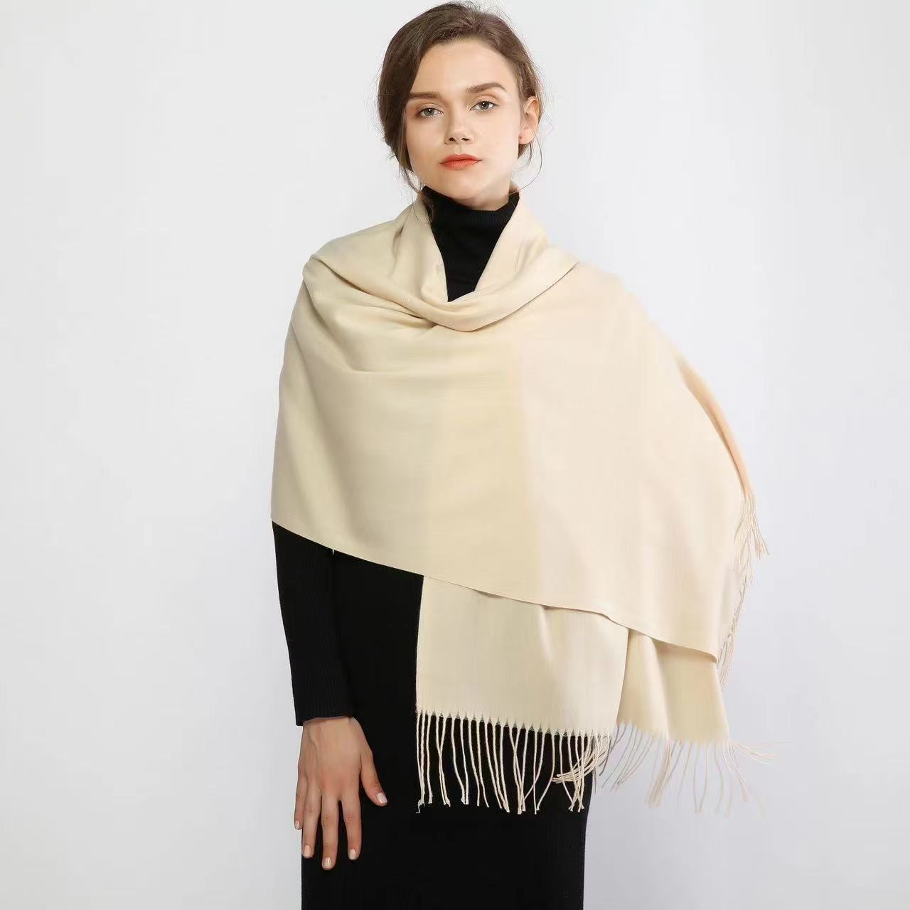 T1121 solid color cashmere scarf thick versatile shawl warm outer wear