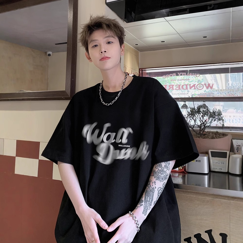 Skin-friendly Breathable Youth Short Sleeve T-shirt Designer Short Sleeves Men's Summer American Style Trendy Loose Heavyweight Half Sleeve Tee S