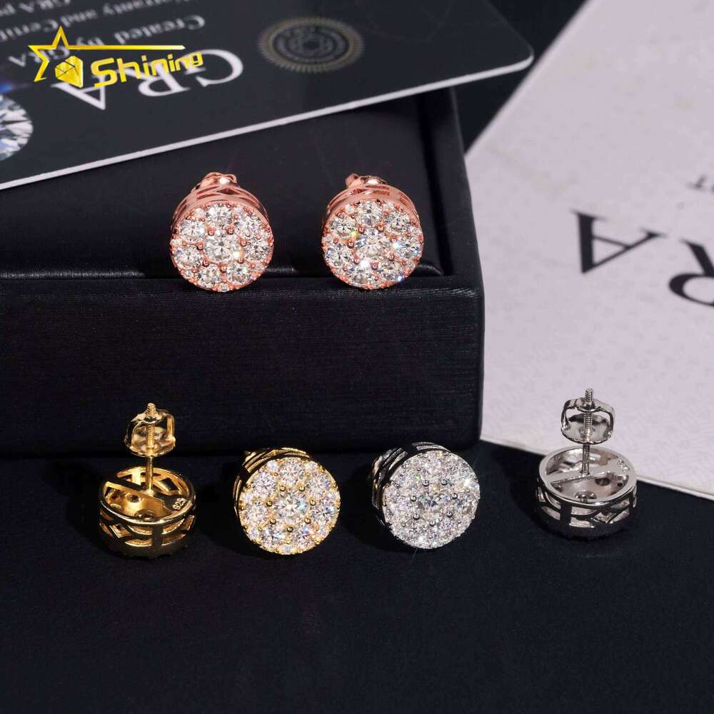 Fashion for Men and Women Hip-Hop Sandstone Stud Iced Sier Earrings Daily Wear