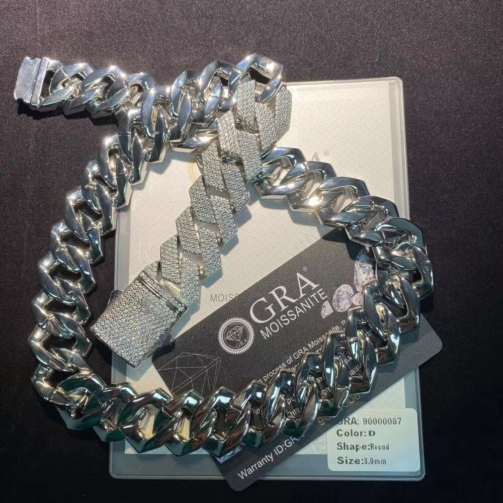 15MM Custom Hip Hop Moissanite Diamond 925 Cuban Link Chain Heavy Cuban Chain for Anniversary Iced out Jewelry