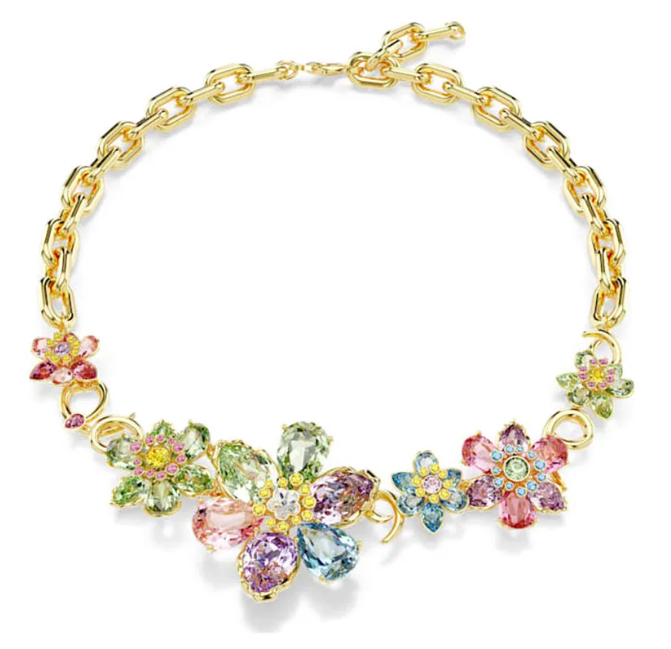summer luxury necklace colorful crystal flower designer necklace bracelet earrings ring bangle jewelry set 18k gold butterfly choker necklaces