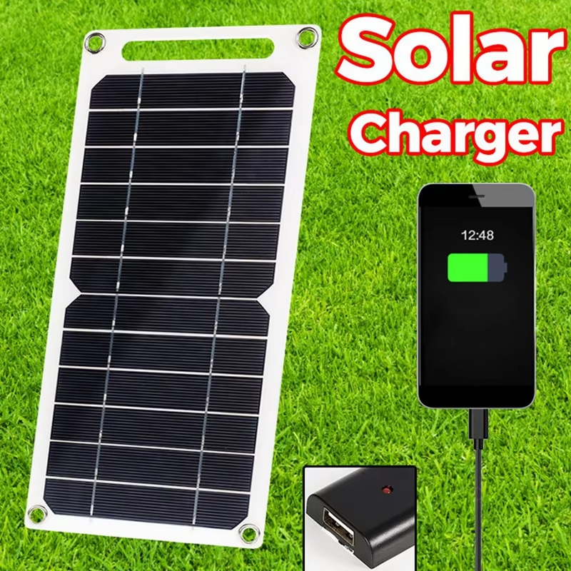 6W Solar Panel Charger 5V USB Solar Cell Portable Flexible Kit Mini Charging System With 2x Carabiner For Phones Car Camping Hiking Power Bank Battery