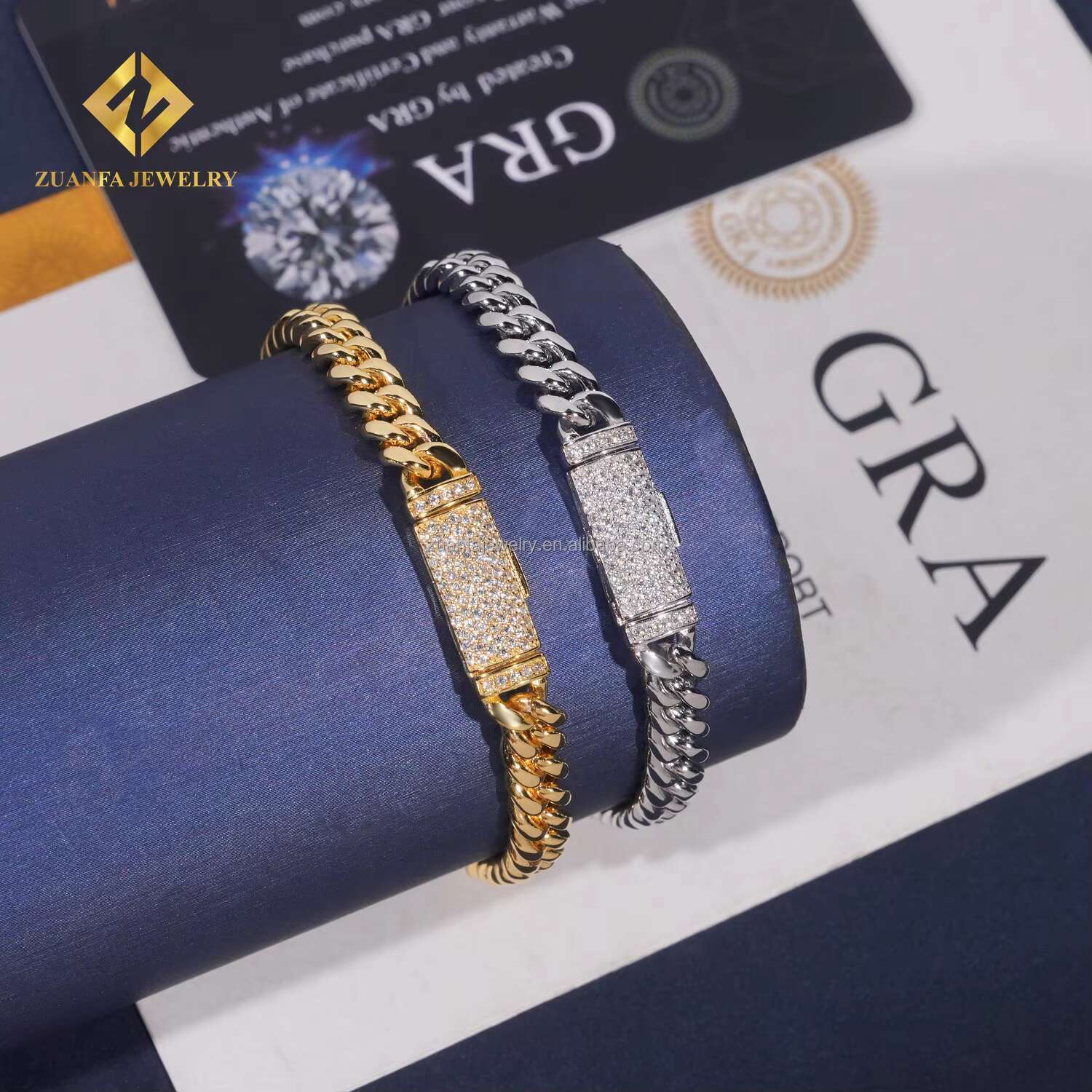 Stock 6mm 8mm Iced Out Man Hip Hop Jewelry 14k Gold Plated 316L Stainless Steel Moissanite Diamond Miami Plain Cuban Link Chain