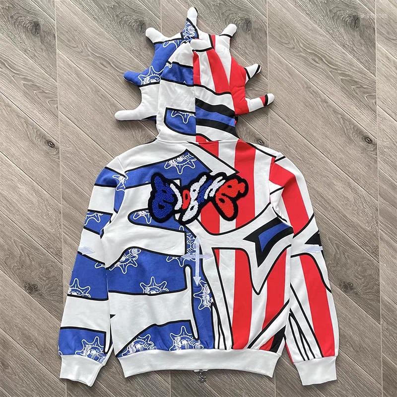 Men's Hoodies Glo Gang The Glory Full Zip Hoodie Men Women 1:1 High Quality Beverage Cartoon Printed Embroidered Zipper Oversize Hooded