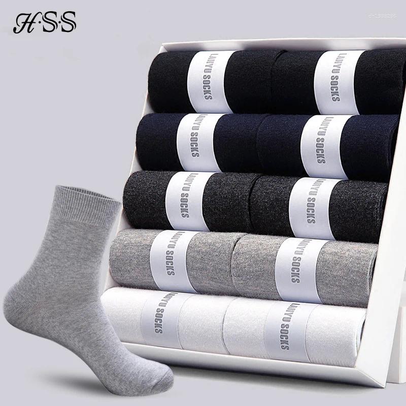 Men's Socks HSS 10Pairs Styles Middle Tube Black Business Man Thin Breathable Summer Winter Sock For Male Size(6.5-12)