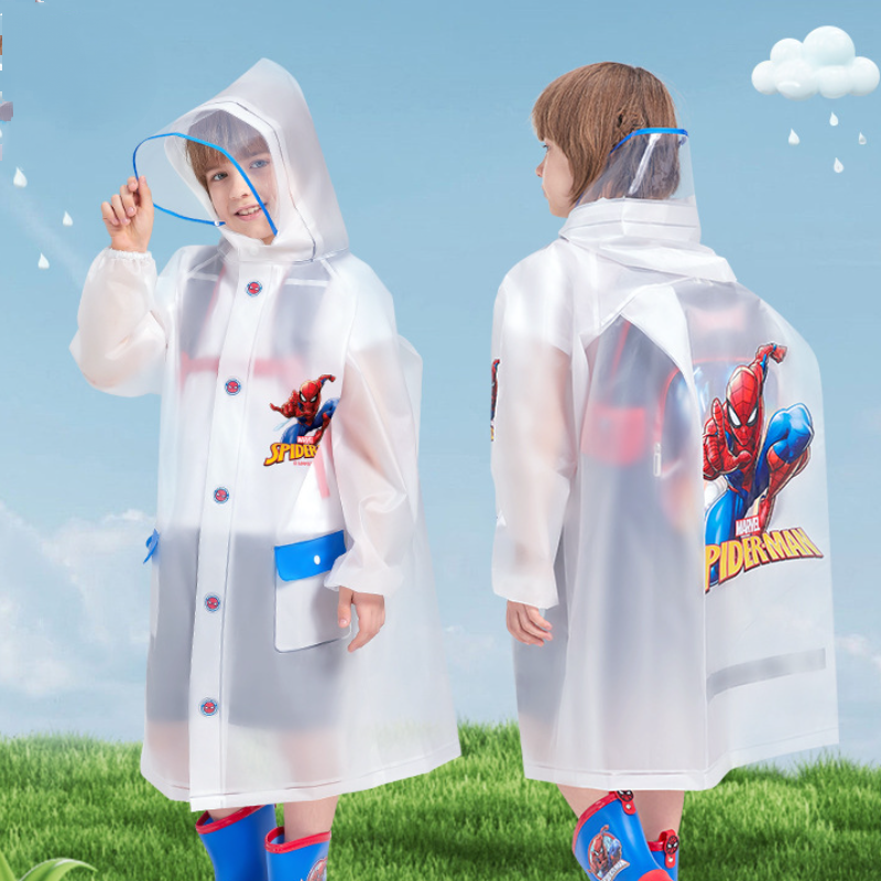 Disney EVA Boys and Girls Universal Children's Raincoat Waterproof Raincoat Backpack Part Integrated Hiking Raincoat with Reflective Strips Rainc
