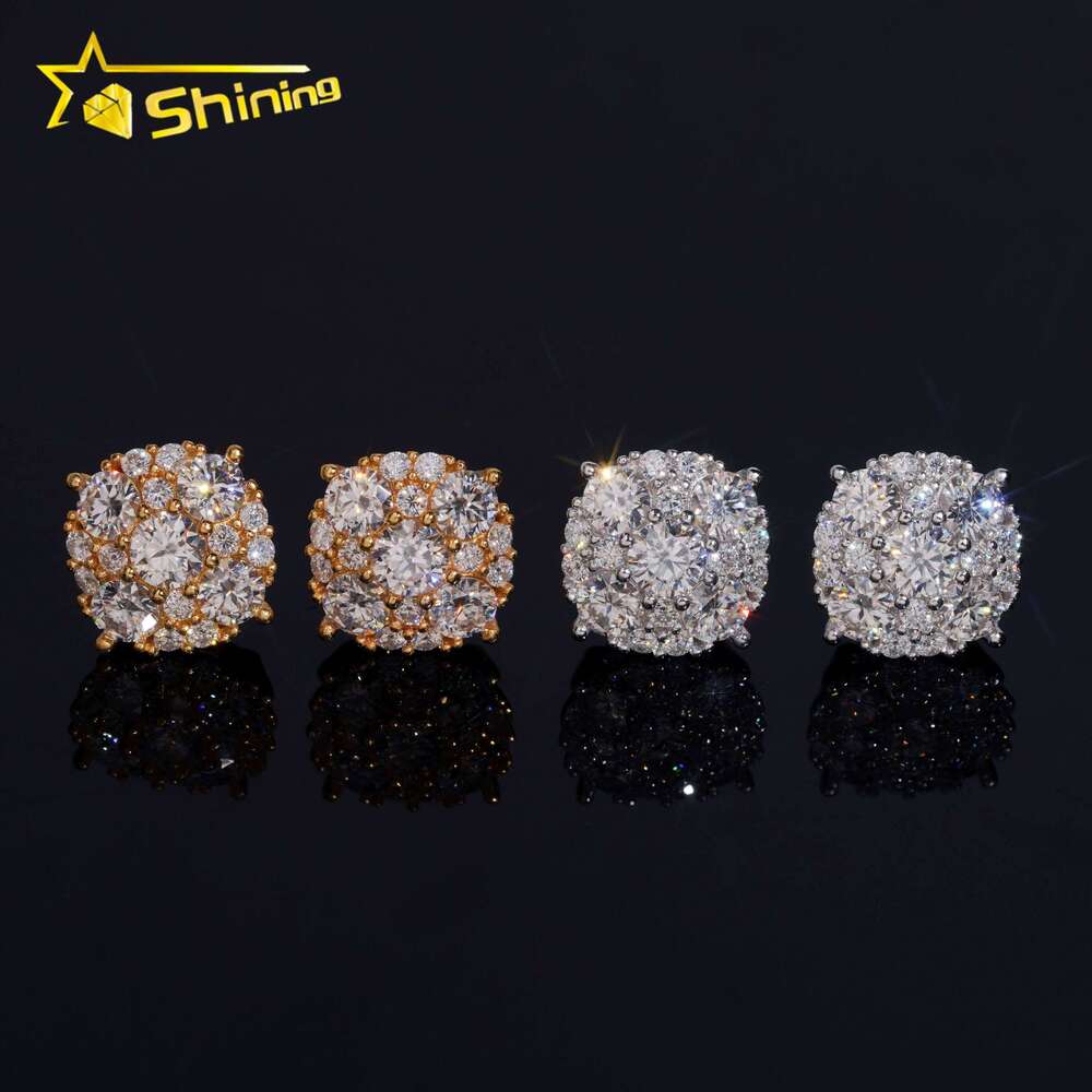 Hot Sale Pass Tester D VVS Moissanite Dia Earrings Screw Back Sier Hip Hop Stud Earring for Men and Women