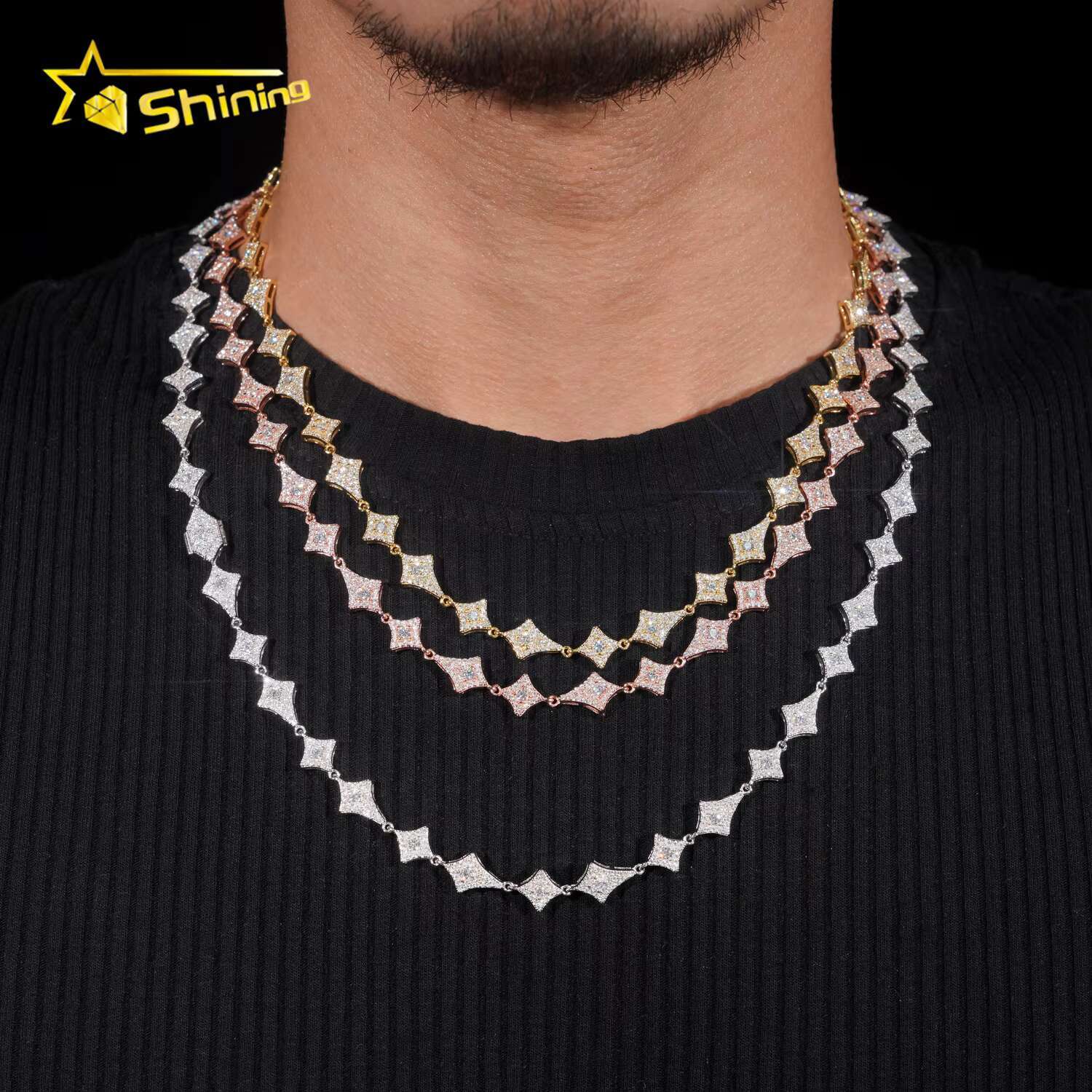 GRA Certified Hip Hop Accessories 925 Pure Silver Diamond Moissanite Tennis Chain Bracelet Fashion Necklace Iced Out