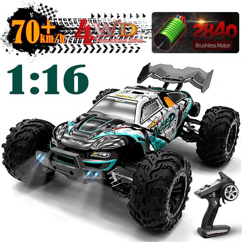1 16 JJRC 4WD RC Car 70KM/H With LED Lights 2.4G Inductor Remote Control Off-Road High Speed Brushless Motor Children Toys XJ260703