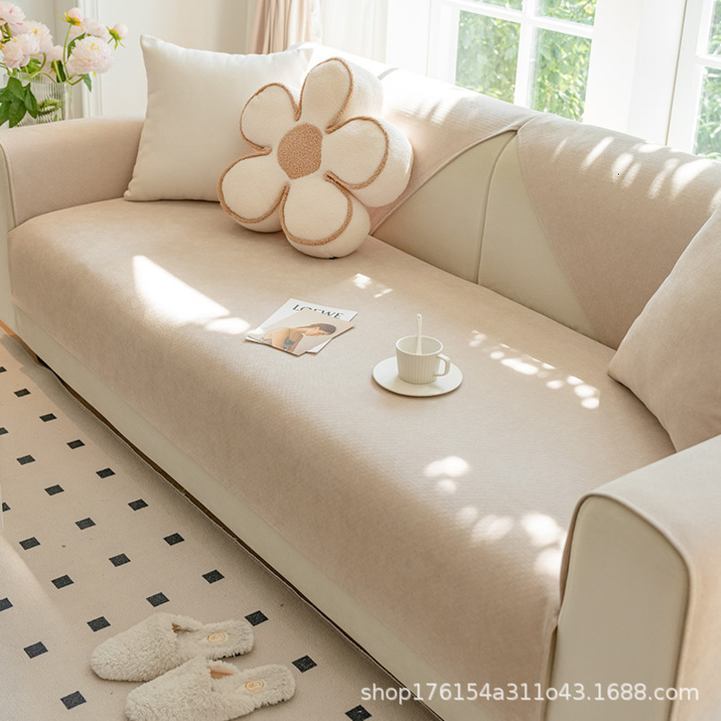 Minimalist Nordic Style Chenille Cushion All-Season Breathable Seat Fabric Non-Slip Slipcover Combination Sofa Cover