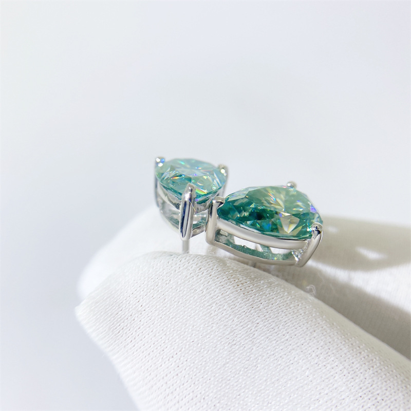 Blue Green VVS Moissanite Diamond Earrings Jewelry Fine Jewelry Earrings Water Drop Moissanite Earrings for Women