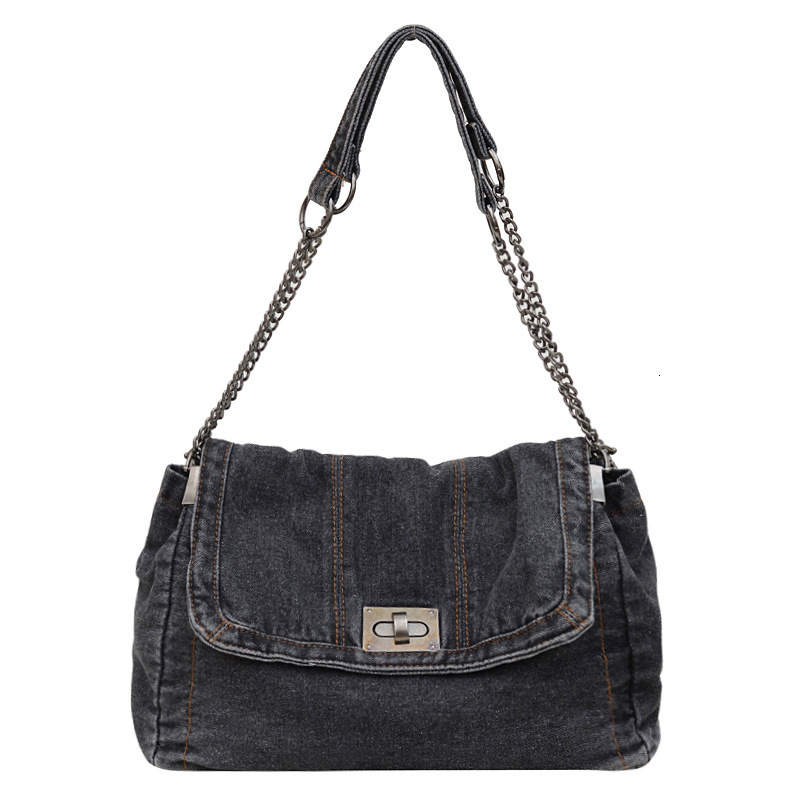 Free Shipping Designer Bag Vintage Casual Denim Bag For Women 2025 New High-end Chain Shoulder Bag Large Capacity Commuter Tote Bag