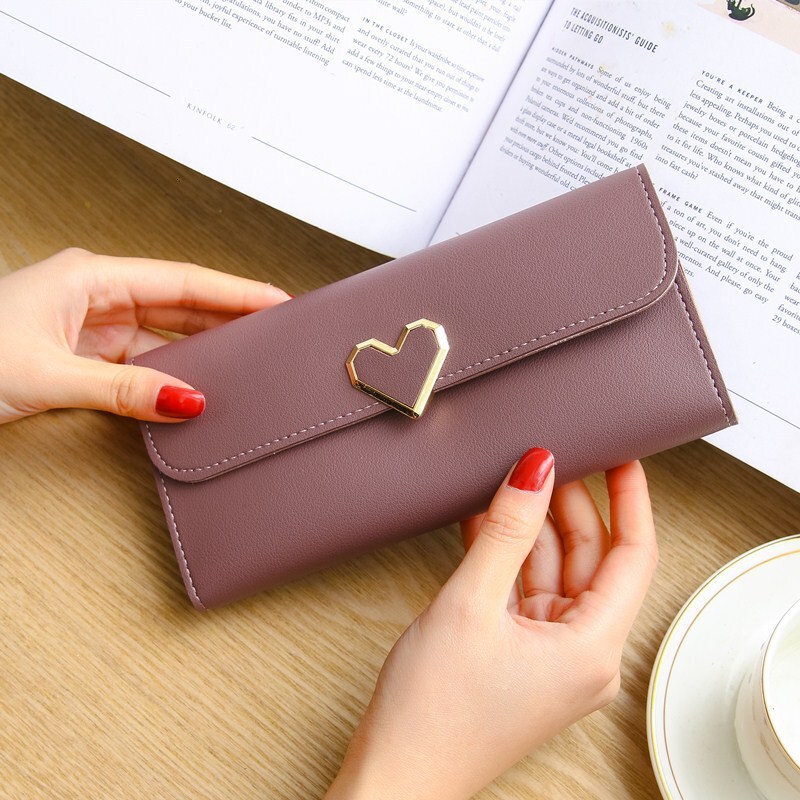Designer Wallet Luxury Bag 2025 New Plain Heart-shaped Wallet For Women Long Multi-card Slot Buckle Phone Women's Wallet Factory Wholesale
