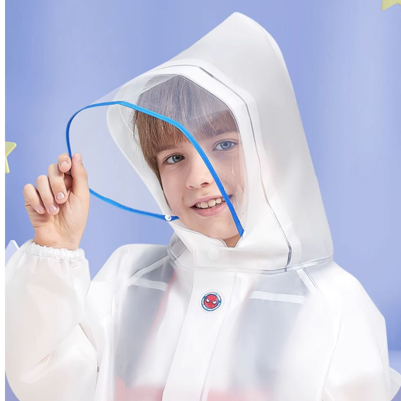 Disney EVA Boys and Girls Universal Children's Raincoat Waterproof Raincoat Backpack Part Integrated Hiking Raincoat with Reflective Strips Rainc