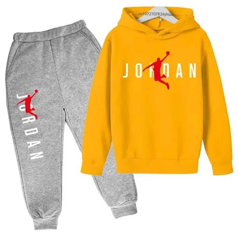 Kids Leisure Letter Print 2pcs Hoodie+Pants Tracksuits 3-13 Years Boys Girls Spring Autumn Outfits Streetwears Children Clothes z250703O295