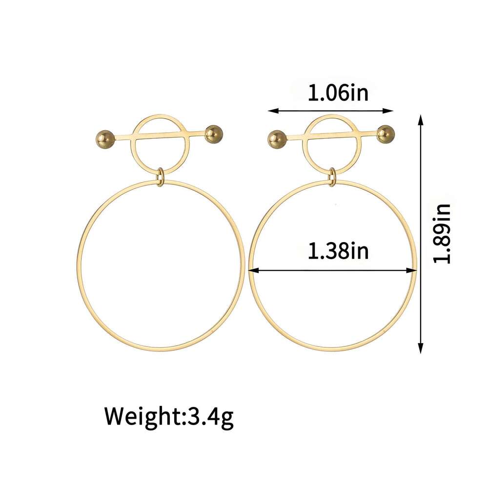 DHcollections New Gold-Plated Stainless Fashion INS Style Hollow Circle Hoop Earrings Titanium Steel Jewelry