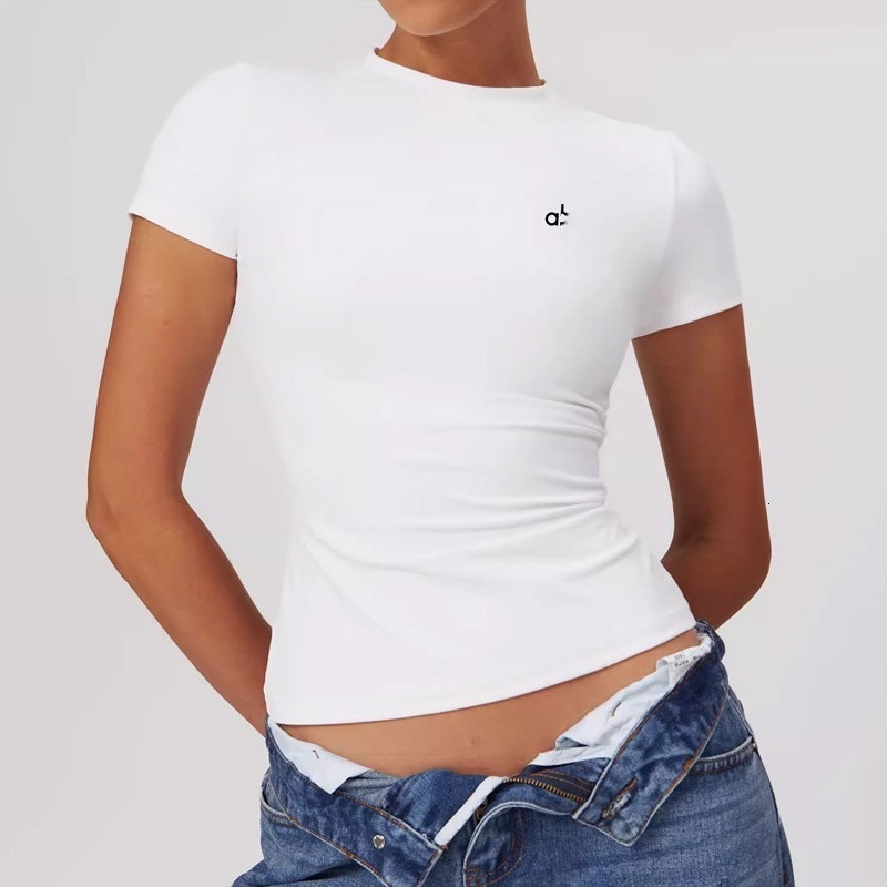 A0 Short Sleeve T-Shirt for Women, Quick-Dry Fitness Clothing, Outdoor Running Sports Round Neck Top, Tight-Fit Summer Yoga Shirt