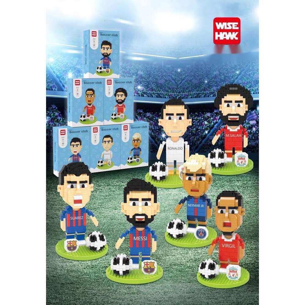 Tiny Particle World Cup Messi Figurine Soccer Star C Ronaldo Barcelona Neymar Doll Model Ornament Building Blocks