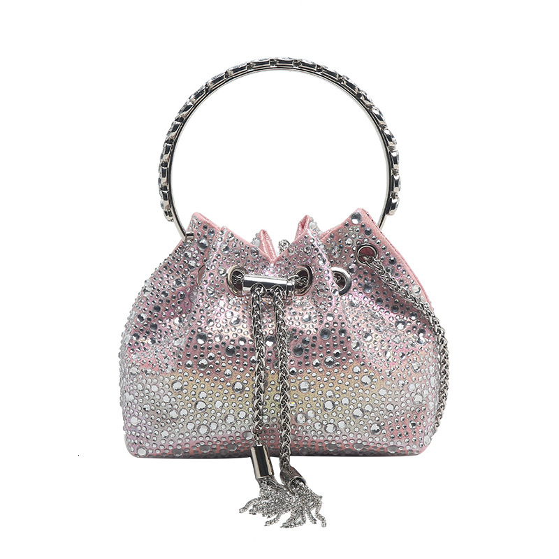 Free shipping designer A Fashionable Summer Diamond-Studded Bucket Bag 2024 High-End Metal Handbag Evening Chain Bag Wholesale Luxury shopping bag