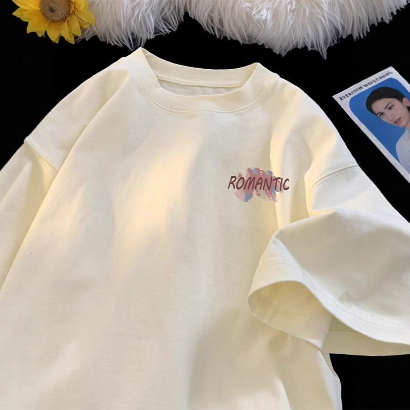 Letter Print Short Sleeve T-shirt For Designer Short Sleeves Men Summer Loose Breathable Half Sleeve American Style Trendy Anti-wrinkle Shaped T-shirt