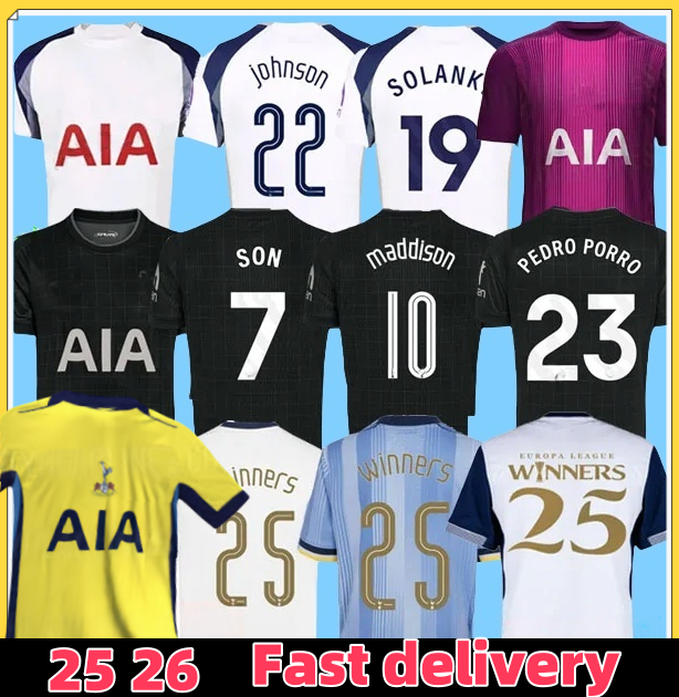 24 25 26 SON Tottenhames Soccer Jerseys 2024 2025 Football shirt ROMERO PEDRO PORRO MADDISON Men KIDS kit