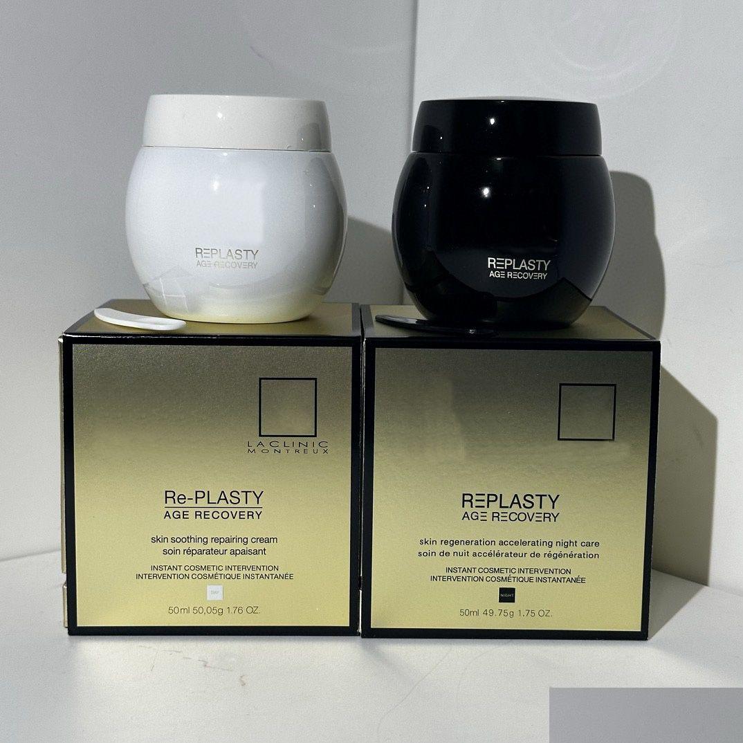 Creams Lotion 2PcsSet 50Mladd50Ml White Black Top Quality Designer Face Day Night Cream Replasty Skin Soothing Repairing Intense A Ot6Kj W251117