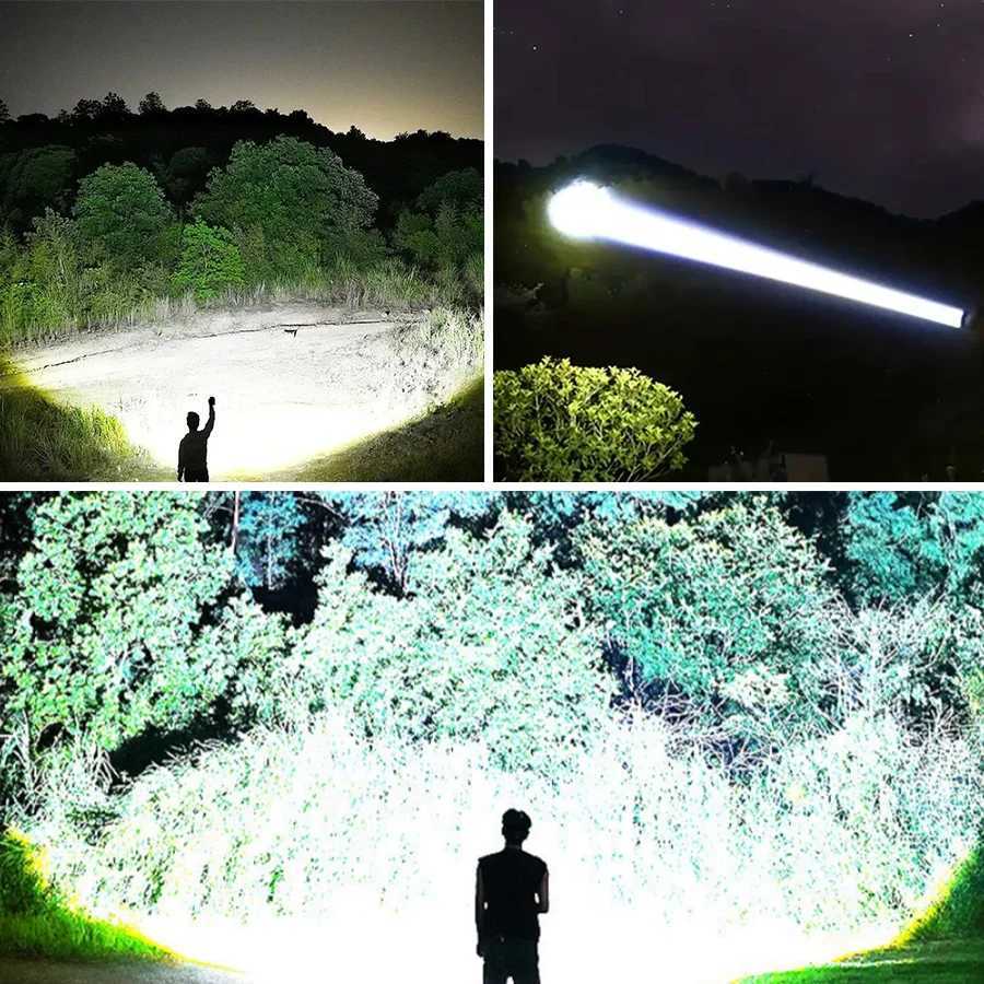 2025 New Ultra Bright LED Flashlight USB Rechargeable Zoom Flashlights Long Range 6000M Tactical Torch Camping Fishing Work Lamp R250703